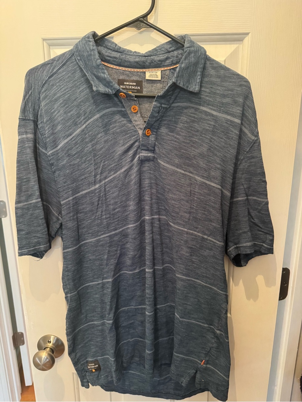Quiksilver Men's Heather Navy Polo with Subtle Stripe